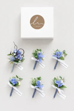Boutonnieres in Timeless French Blue & White