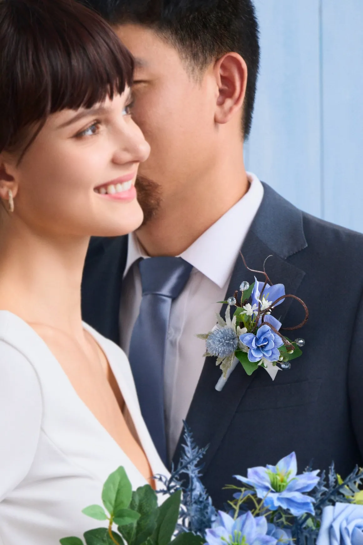Boutonnieres in Timeless French Blue & White