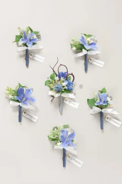 Boutonnieres in Timeless French Blue & White