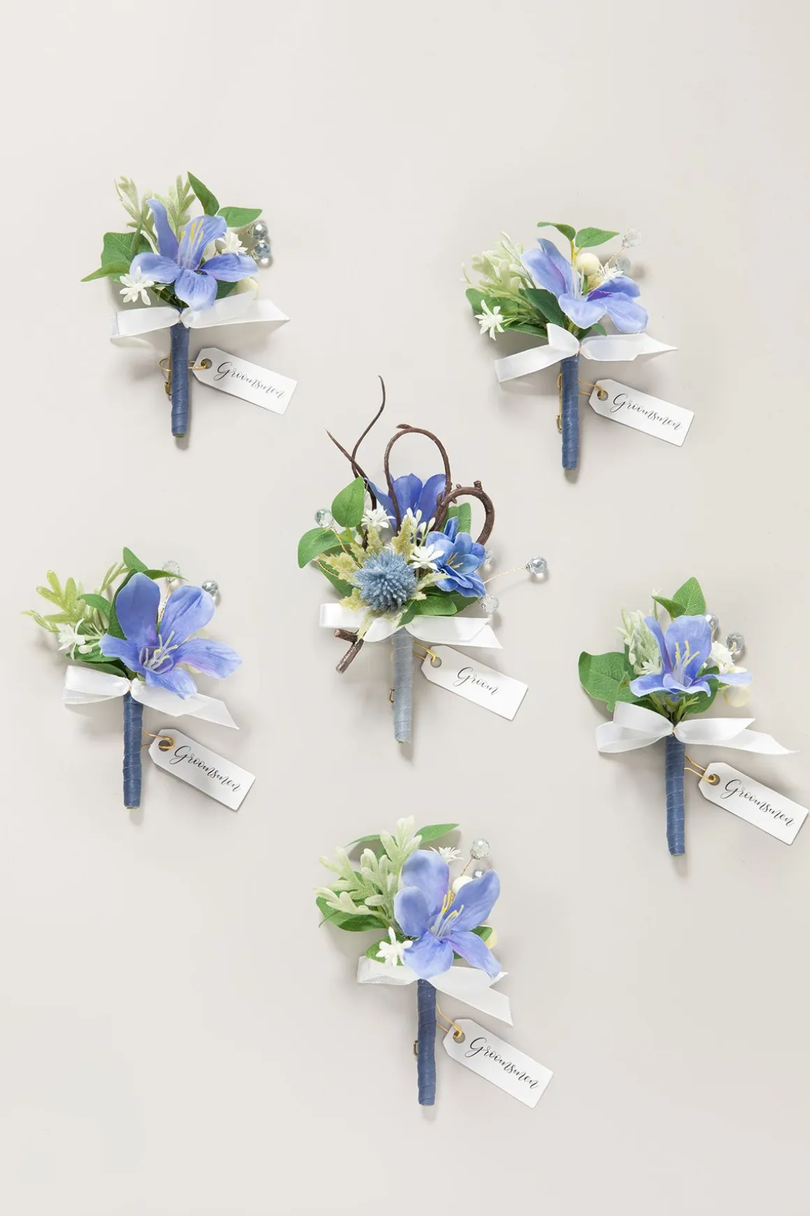 Boutonnieres in Timeless French Blue & White