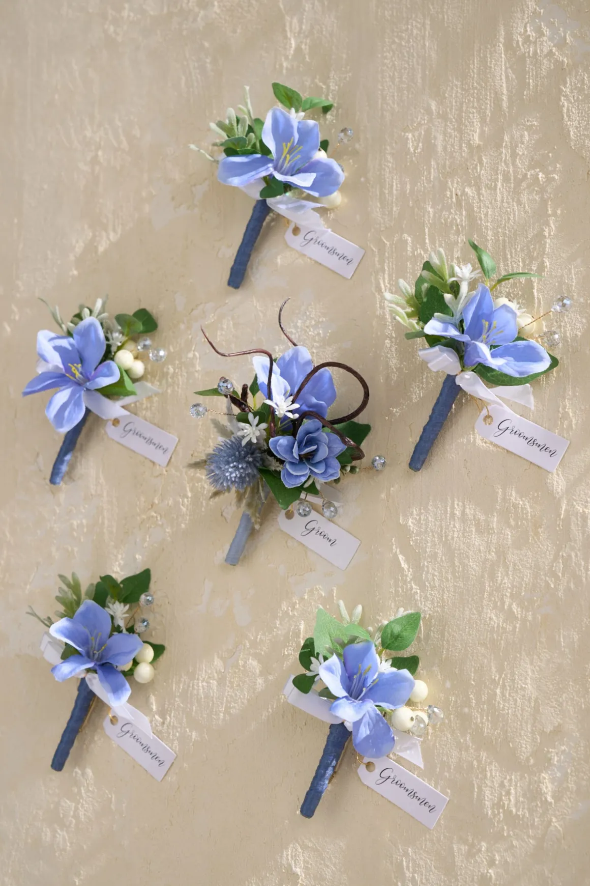 Boutonnieres in Timeless French Blue & White