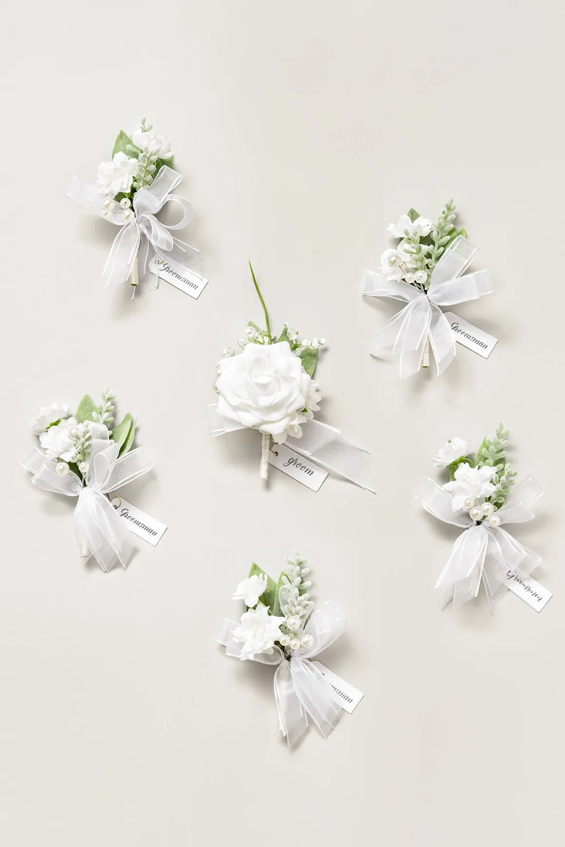 Boutonnieres in Timeless White
