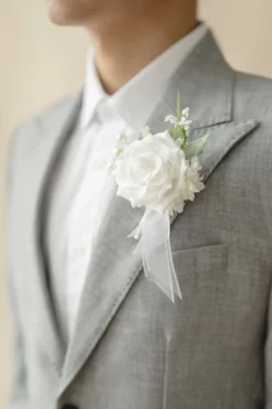 Boutonnieres in Timeless White