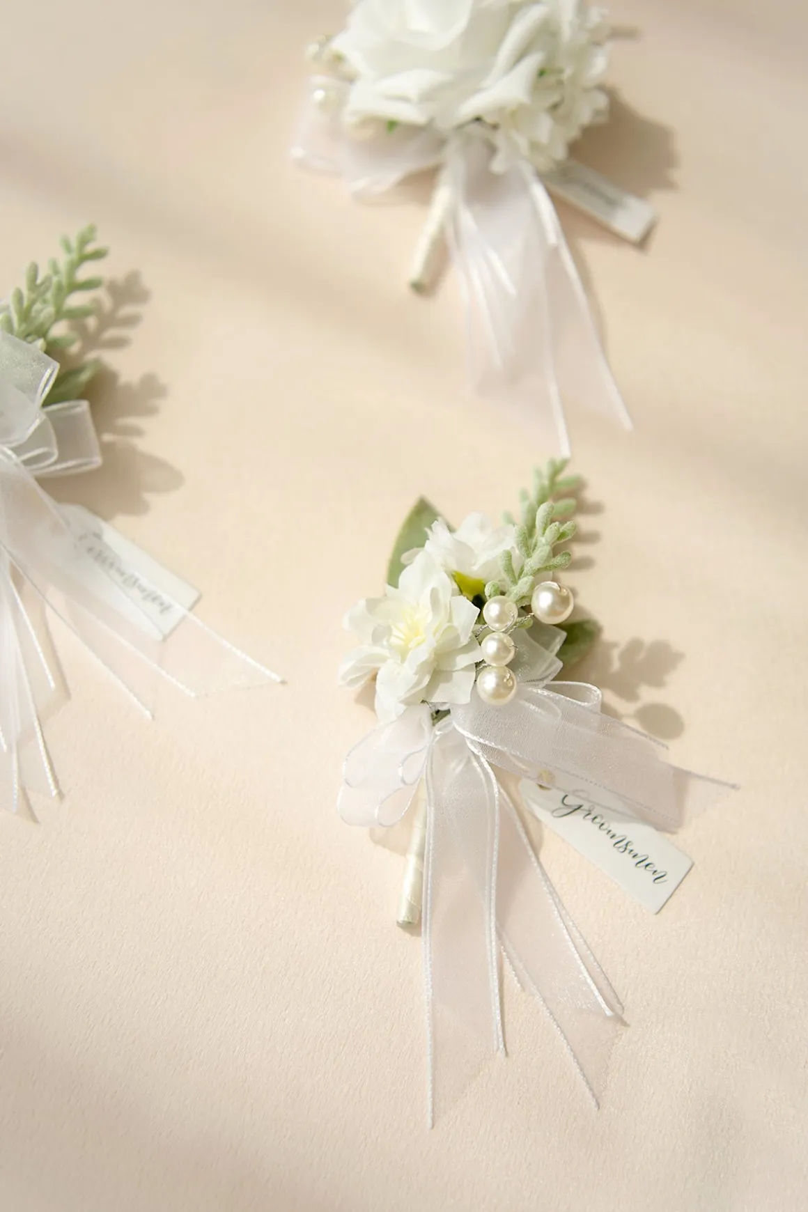 Boutonnieres in Timeless White