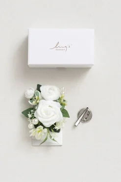 Boutonnieres in Timeless White