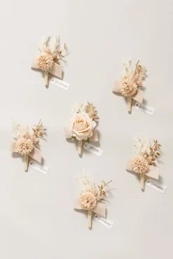 Boutonnieres in White & Beige