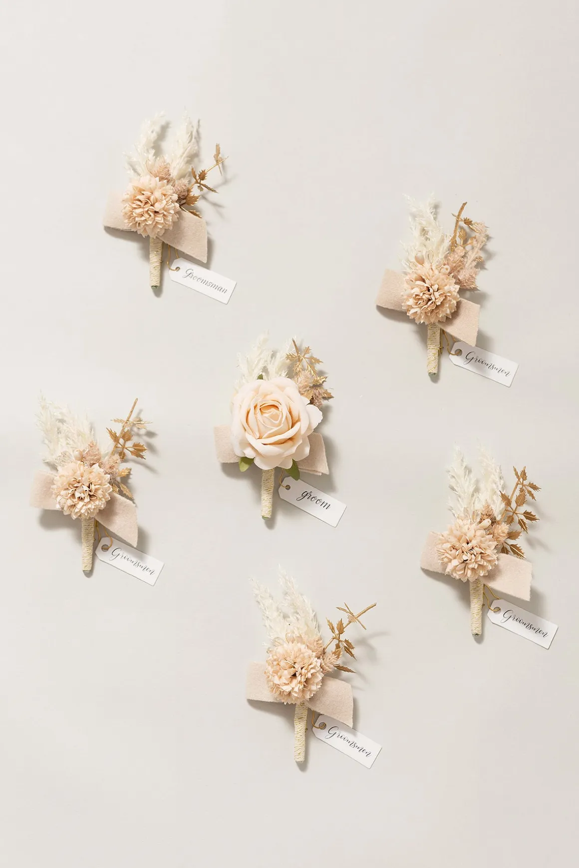 Boutonnieres in White & Beige