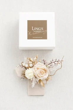 Boutonnieres in White & Beige
