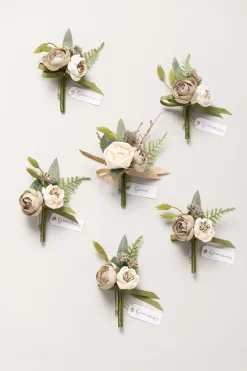 Boutonnieres in White & Beige | Clearance