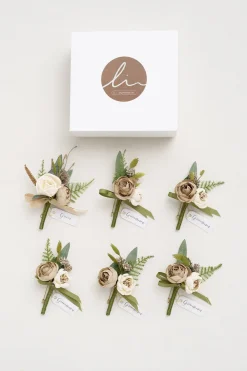 Boutonnieres in White & Beige | Clearance