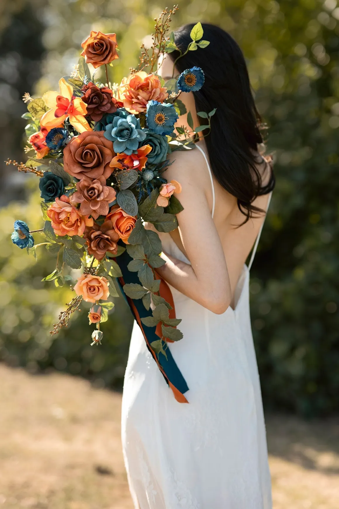 Bridal Flower Package in Dark Teal & Burnt Orange | Clearance
