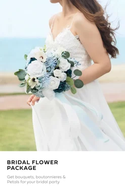 Bridal Flower Package in Dusty Blue & Navy | Clearance