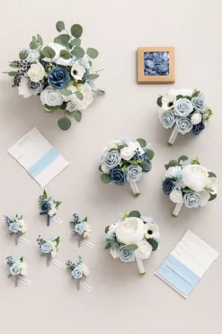 Bridal Flower Package in Dusty Blue & Navy | Clearance