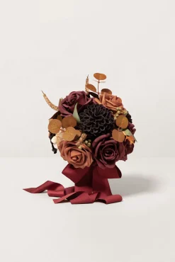 Bridesmaid Bouquet in Burgundy & Burnt Orange (Set of 1)