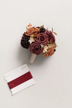 Bridesmaid Bouquet in Burgundy & Burnt Orange (Set of 1)