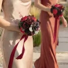 Bridesmaid Bouquet in Burgundy & Black Baccara (Set of 1)