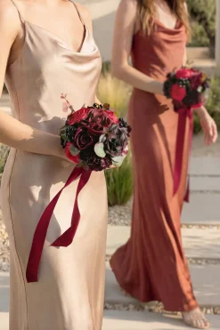 Bridesmaid Bouquet in Burgundy & Black Baccara (Set of 1)