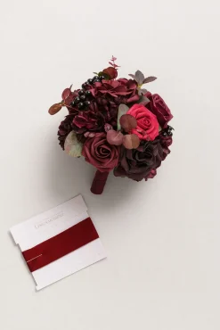Bridesmaid Bouquet in Burgundy & Black Baccara (Set of 1)
