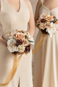Bridesmaid Bouquet in Caramel & Walnut Brown