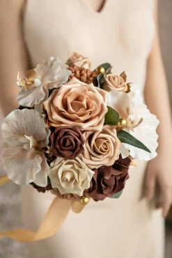 Bridesmaid Bouquet in Caramel & Walnut Brown