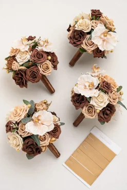 Bridesmaid Bouquet in Caramel & Walnut Brown
