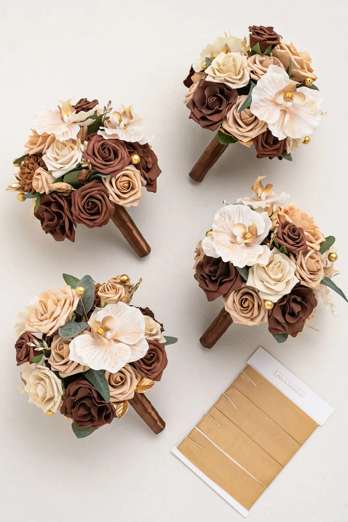 Bridesmaid Bouquet in Caramel & Walnut Brown