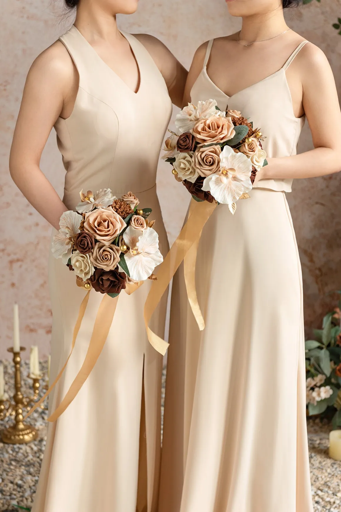Bridesmaid Bouquet in Caramel & Walnut Brown