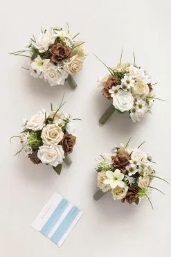 Bridesmaid Bouquet in Earth Brown & Tawny Beige (Set of 4 )