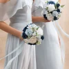 Bridesmaid Bouquet in Navy Blue & Cream | Clearance