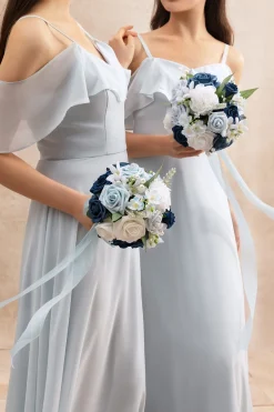Bridesmaid Bouquet in Navy Blue & Cream | Clearance