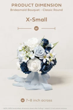Bridesmaid Bouquet in Navy Blue & Cream | Clearance