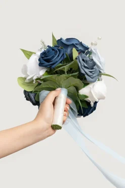 Bridesmaid Bouquet in Navy Blue & Cream | Clearance