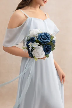 Bridesmaid Bouquet in Navy Blue & Cream | Clearance