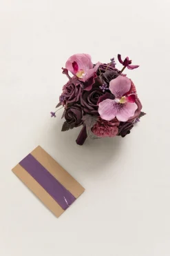 Bridesmaid Bouquet in Plum Velvet Wedding (Set of 1) | Clearance