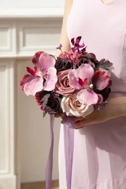 Bridesmaid Bouquet in Plum Velvet Wedding (Set of 1) | Clearance