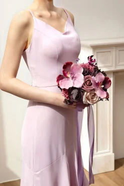 Bridesmaid Bouquet in Plum Velvet Wedding (Set of 4) | Clearance