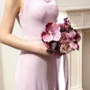 Bridesmaid Bouquet in Plum Velvet Wedding