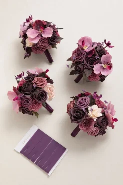Bridesmaid Bouquet in Plum Velvet Wedding