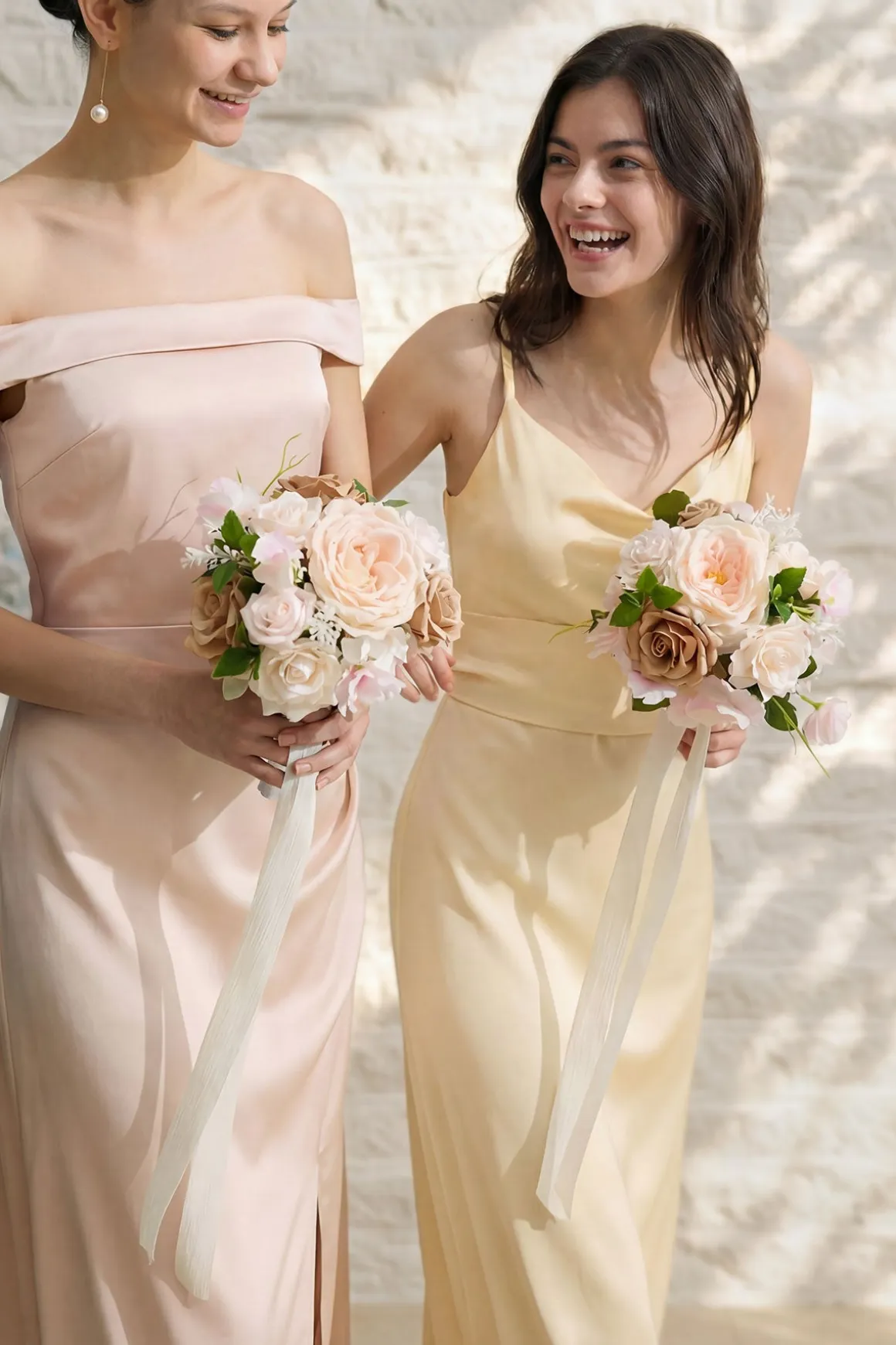 Bridesmaid Bouquet in Powder Pink & Sand Beige | Clearance