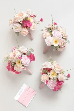 Bridesmaid Bouquet in Powder Pink & Berry Pink & Cream