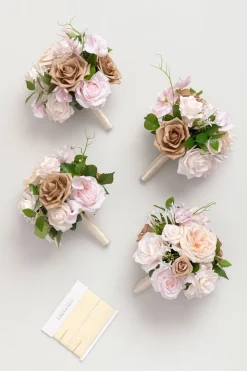 Bridesmaid Bouquet in Powder Pink & Sand Beige (Set of 4)