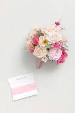 Bridesmaid Bouquet in Powder Pink & Berry Pink & Cream (Set of 1)