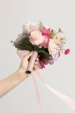 Bridesmaid Bouquet in Powder Pink & Berry Pink & Cream (Set of 1)