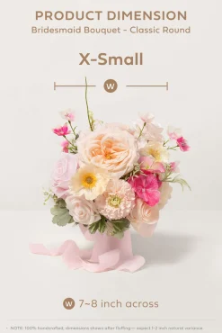 Bridesmaid Bouquet in Powder Pink & Berry Pink & Cream (Set of 1)
