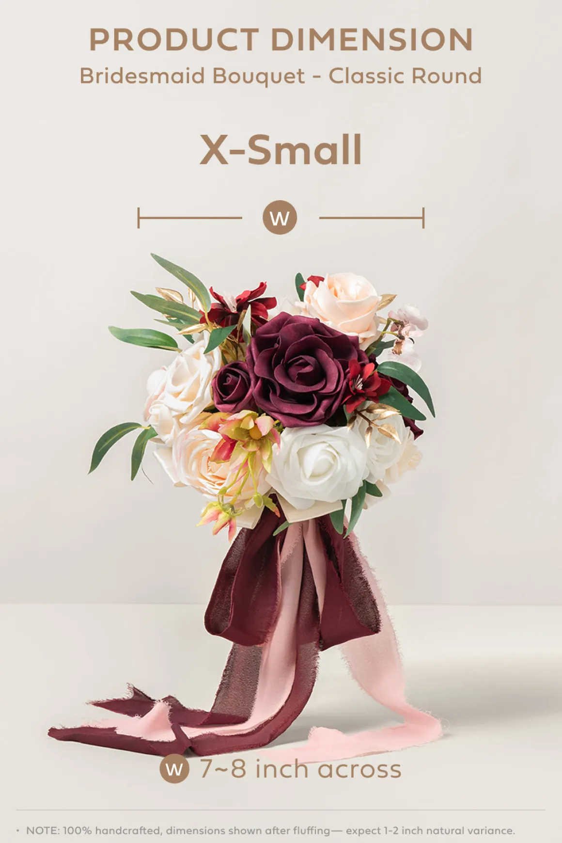 Bridesmaid Bouquet in Romantic Marsala (Set of 1)