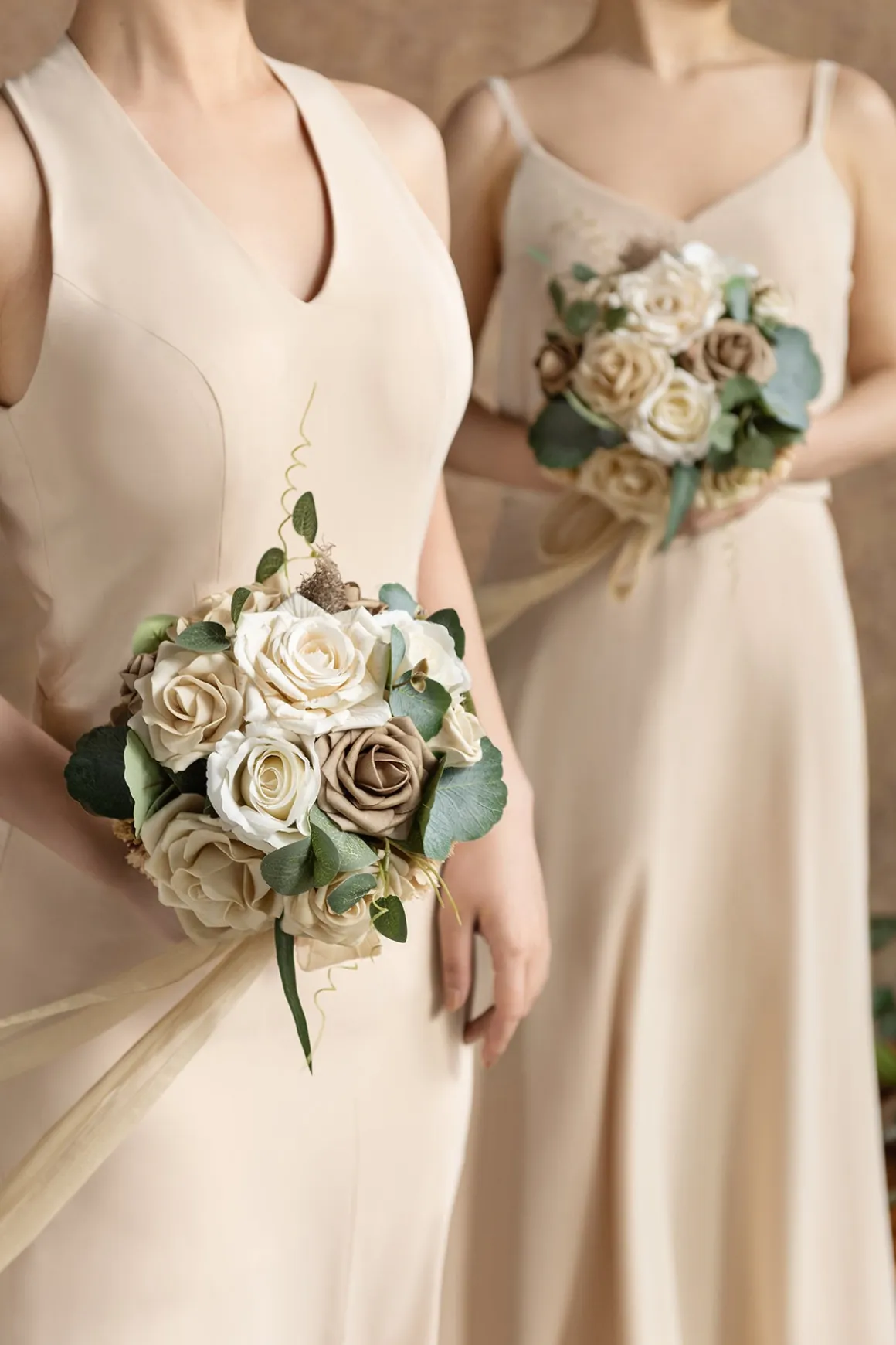 Bridesmaid Bouquet in White & Beige | Clearance