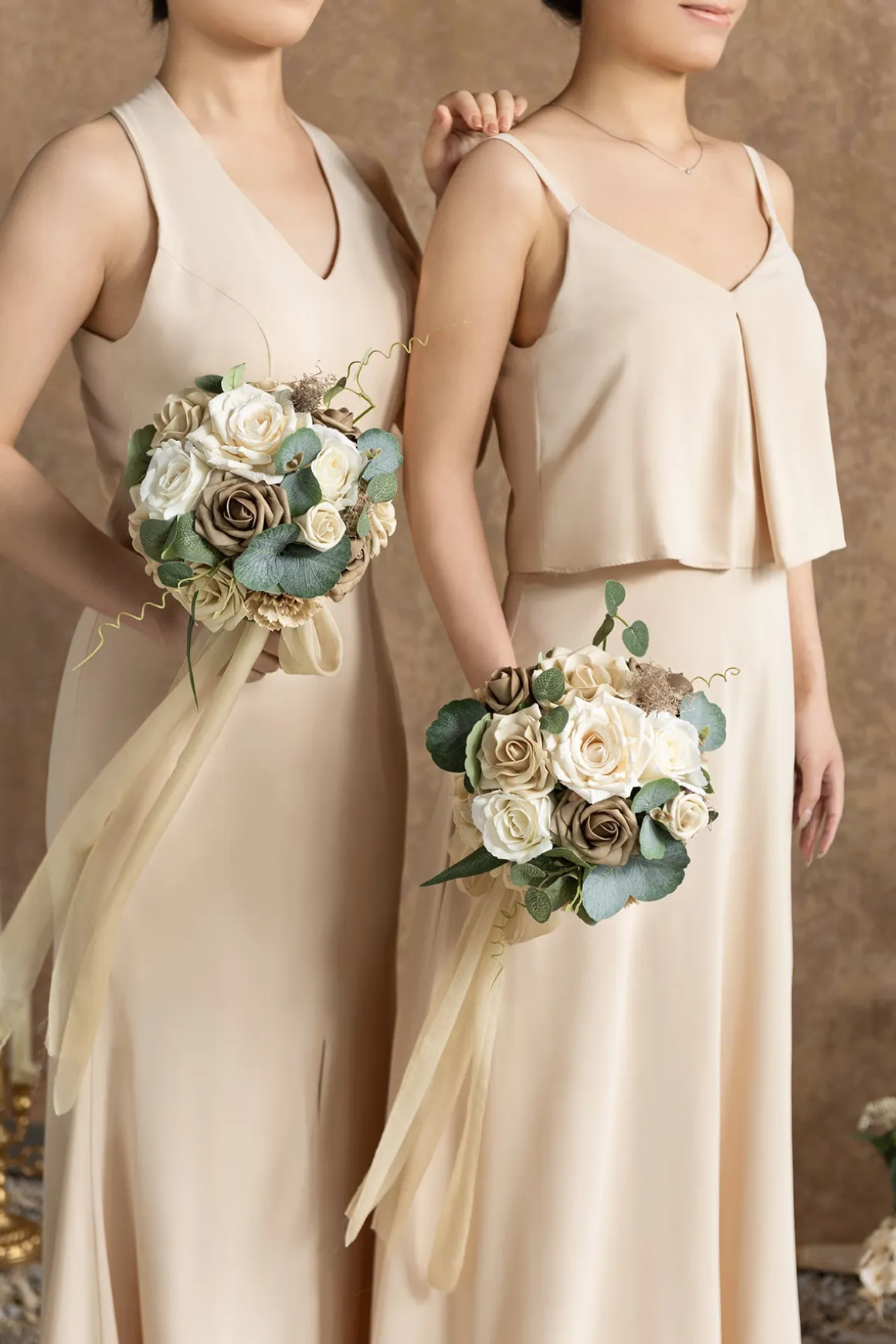 Bridesmaid Bouquet in White & Beige | Clearance
