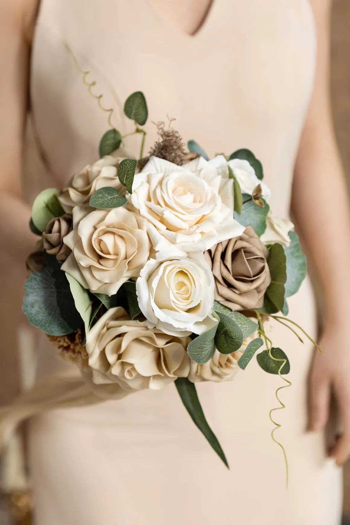 Bridesmaid Bouquet in White & Beige | Clearance