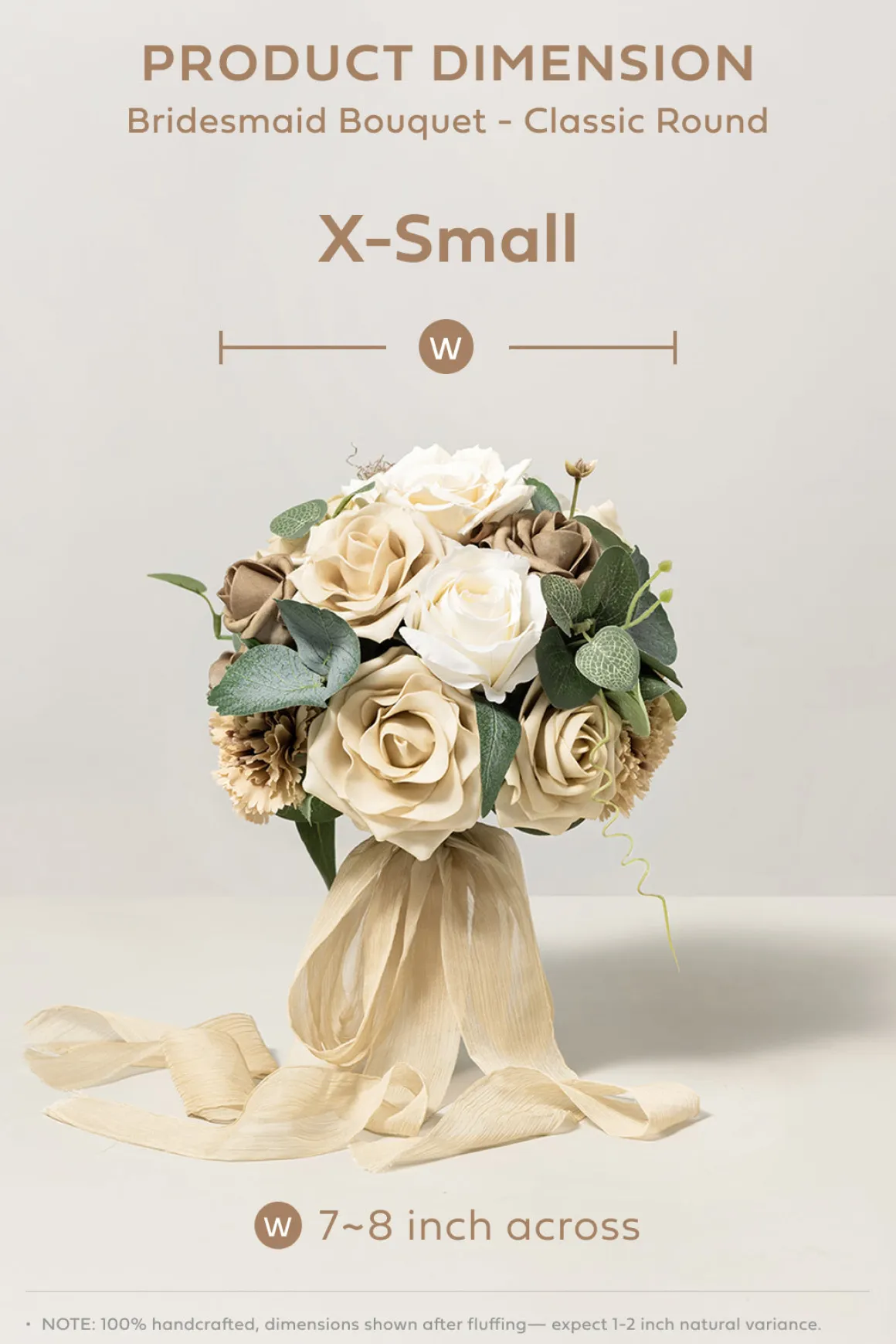 Bridesmaid Bouquet in White & Beige | Clearance