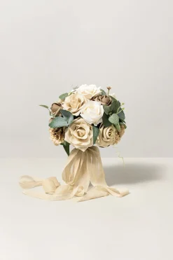 Bridesmaid Bouquet in White & Beige | Clearance